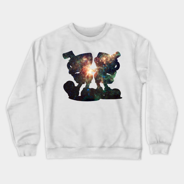 Galaxy Cuphead and Mugman Crewneck Sweatshirt by AllTheseApparel